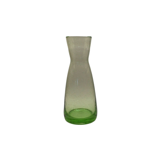 Green Hand blown bubble glass carafe. Green Vase.