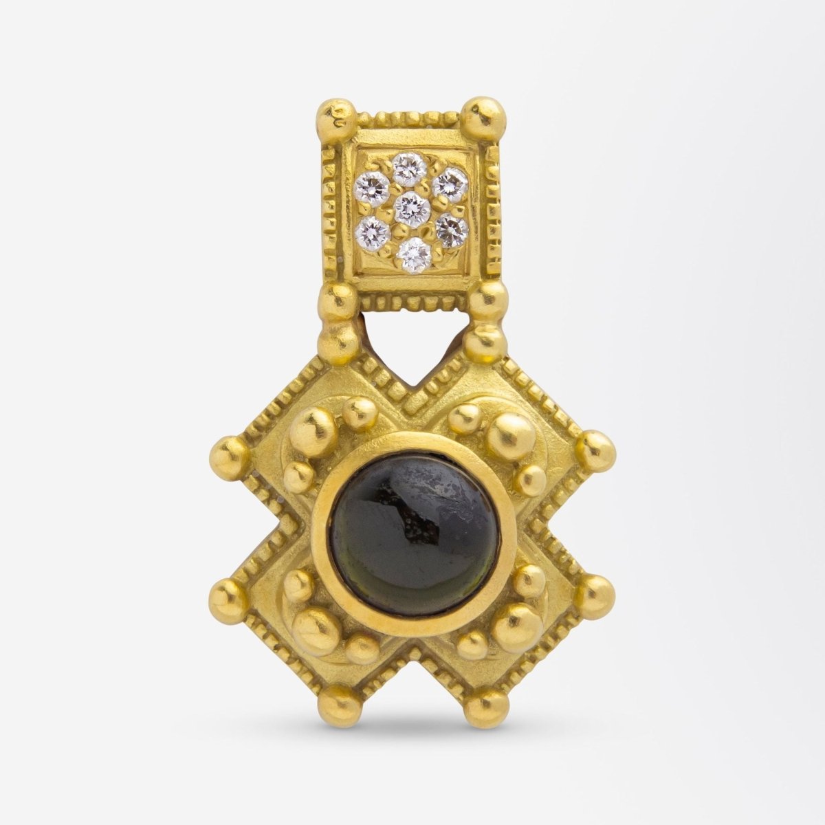 Green Tourmaline & Diamond Pendant After Barry Kieselstein - Cord | Bazaa | Designer, Vintage and Antique Furniture