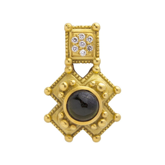 Green Tourmaline & Diamond Pendant After Barry Kieselstein-Cord