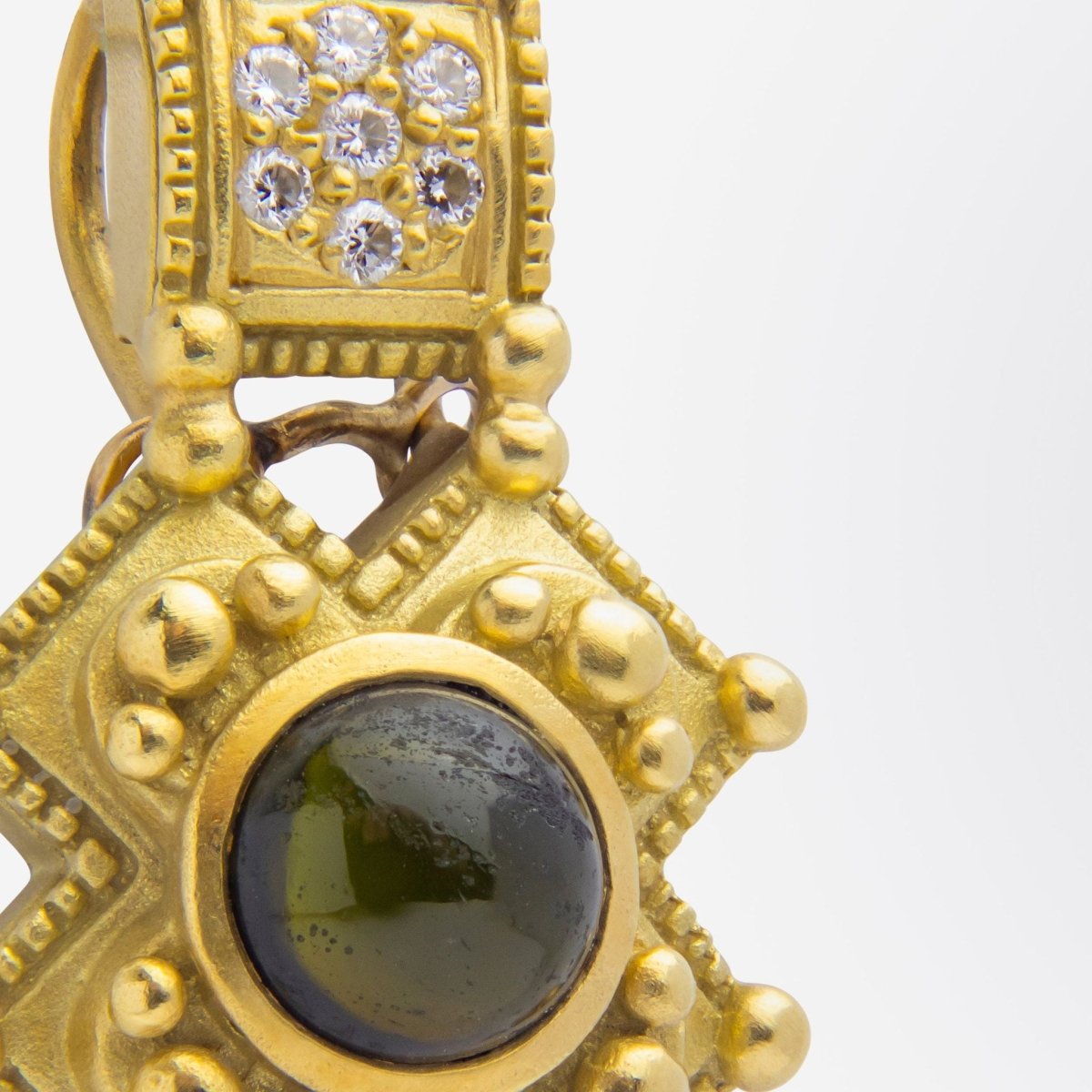 Green Tourmaline & Diamond Pendant After Barry Kieselstein - Cord | Bazaa | Designer, Vintage and Antique Furniture
