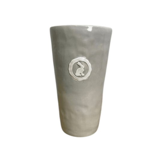 Grey Ceramic Vase with Rabbit Motif