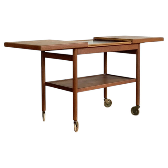 Danish Teak Drinks Trolley with extension top