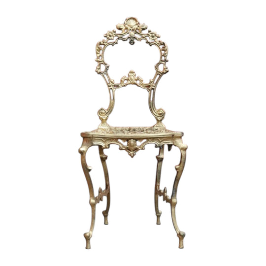 Vintage Italian Gilt Cast Metal Dressing Table Chair or Hall Chair. B13071
