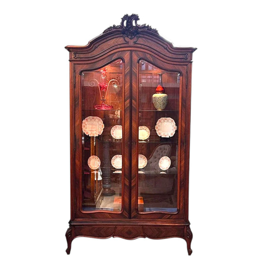 French rosewood Louis XV style two door display armoire c.1890