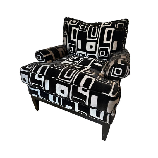Black & Silver Mid Century Arm Chair