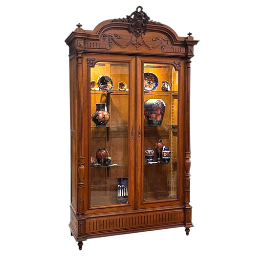 Louis XVI style French walnut 2 door display armoire c.1890