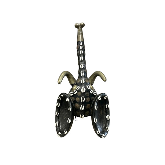 Babanki African Elephant Head Mask with Encrusted Cowries & Coins