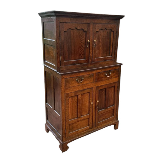Welsh Oak Cwpwrdd Deuddarn, Circa 1780