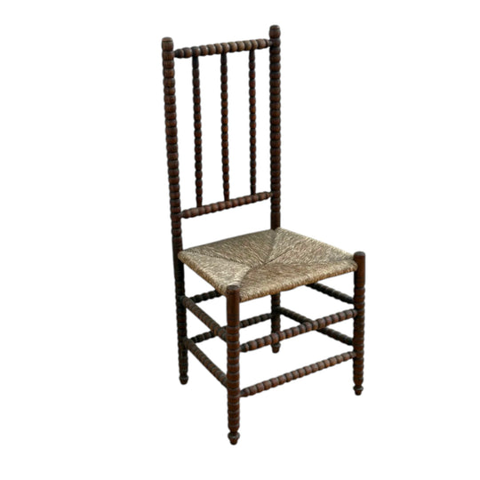 Antique Oak Bobbin Rush Chair