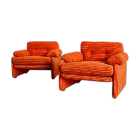 Set of Two Coronado Armchairs by Tobia Scarpa for C&B Italia, 1970s, Original Upholstery