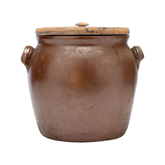 Vintage French glazed pot with lid from Provence