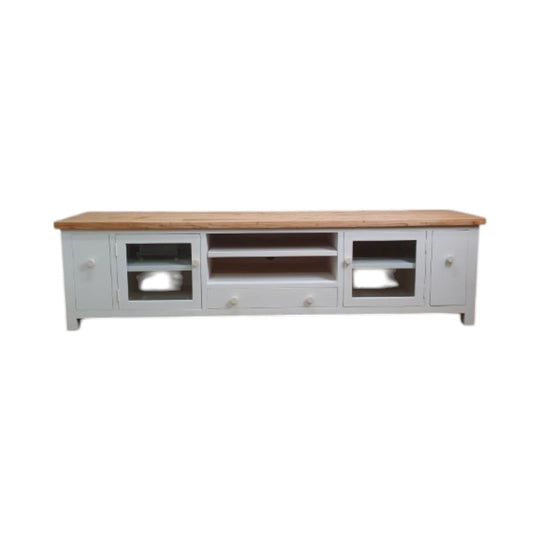 Hampton White Entertainment Unit with Natural Top