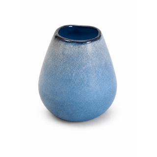 Hand-Blown Frosted Satin Glass Ovoid Vase Circa Late 20th Century