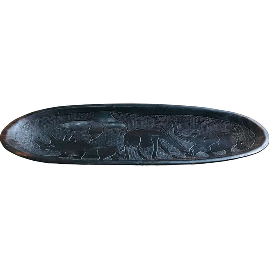 Hand carved Dark Wooden Tray / African Wooden Tray
