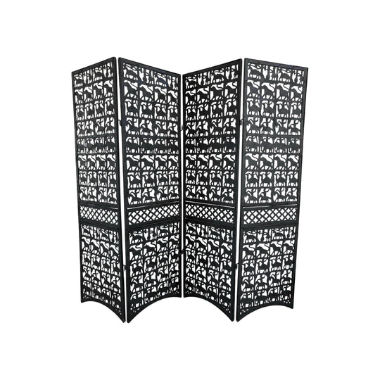 Hand-Cut Metal Room Divider with Animal Motifs, c. early 20th Century