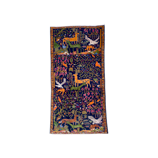 Hand Knotted Persian Pictorial Wool Rug
