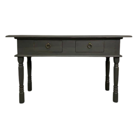 Hand-Painted Graphite Hall Table with 2 Drawers