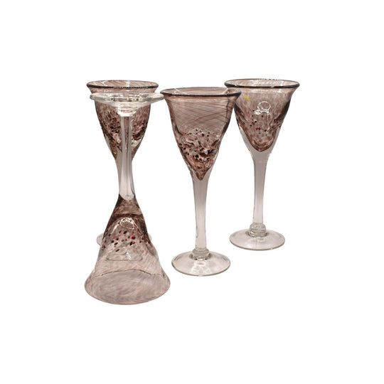 Handblown pink Wine goblets. Set of 4