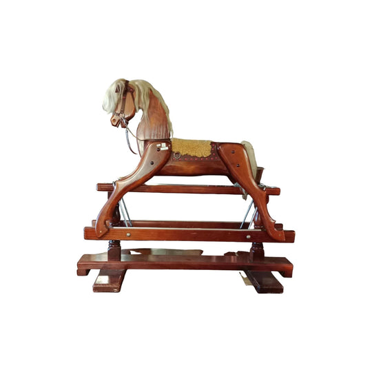 Handcrafted Wooden Rocking Horse with Real Hair Mane and Tail