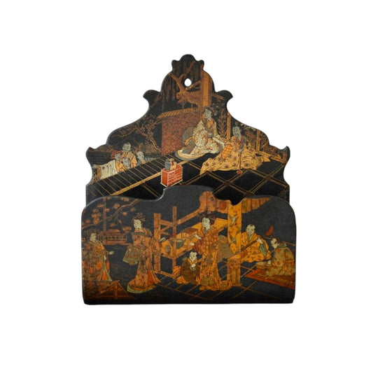 Handpainted vintage japanese letter holder