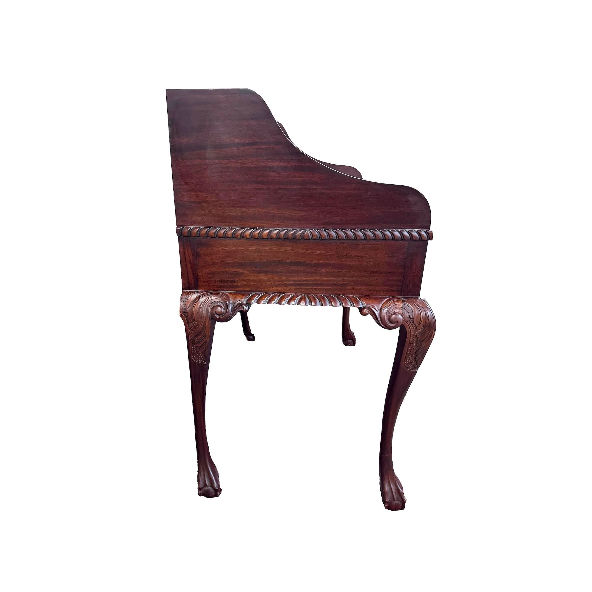 Handsome Chippendale Revival Desk with Secret Drawers, Fine Marquetry and Carving | Bazaa | Designer, Vintage and Antique Furniture