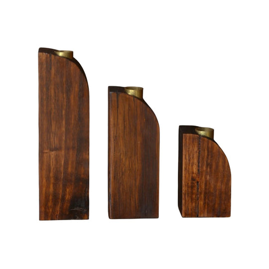 Hardwood Candle Holders | Set of 3 | Handmade Reclaimed Wood