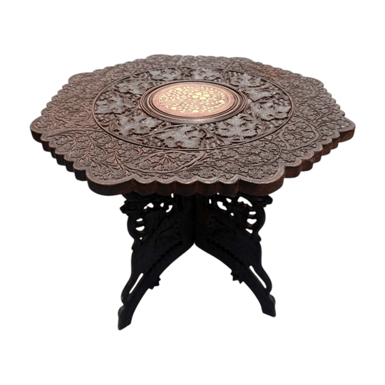 Hardwood Hand Carved Inlay Side Table