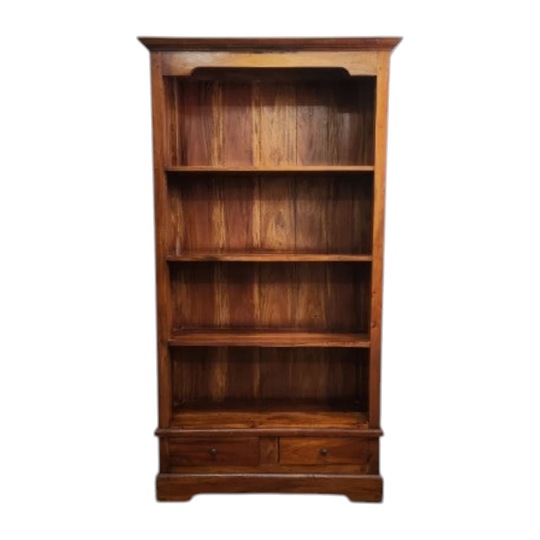 Hardwood Timber Bookcase with 2 Drawers