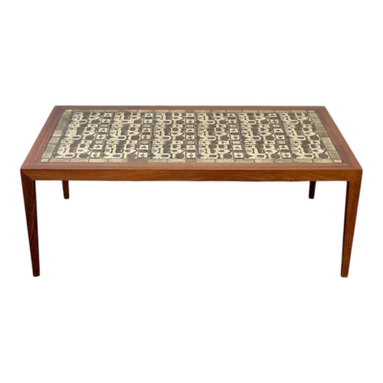 Haslev Brazilian Rosewood Coffee Table with Royal Copenhagen Ceramic Tile Top, Denmark