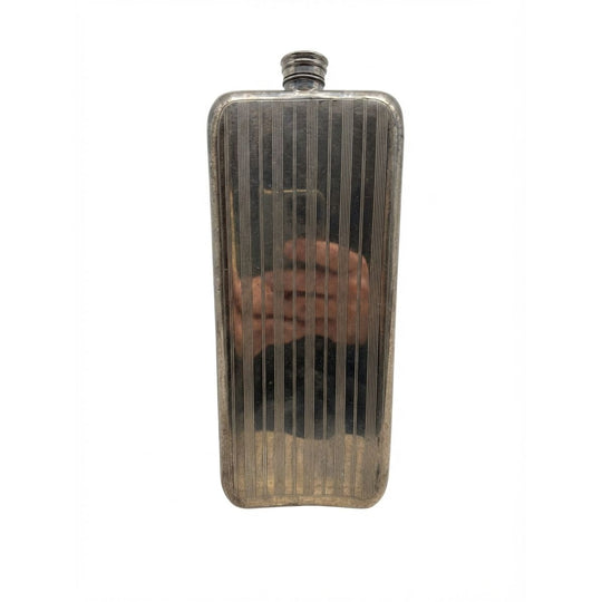 Silver Plated Hip Flask 21oz Large Engine Turned Made in England Vintage