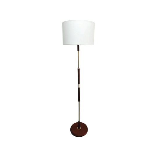 Mid Century Teak Floor Lamp with Brass Details