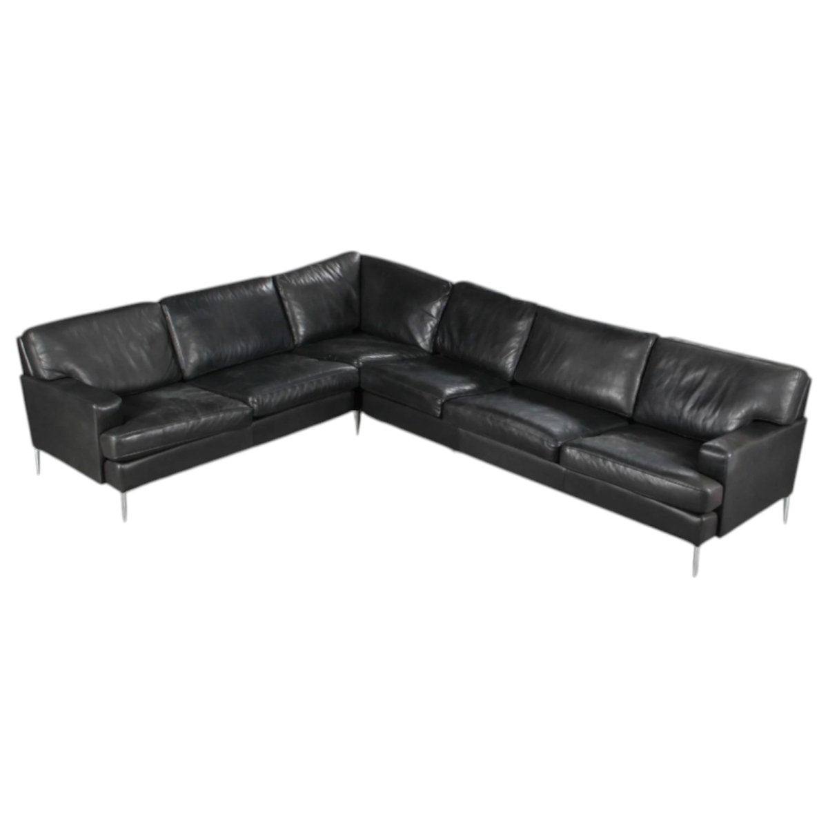 Henning Jensen. Corner sofa, black leather | Bazaa | Designer, Vintage and Antique Furniture