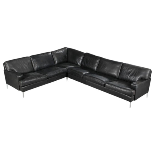 Henning Jensen. Corner sofa, black leather