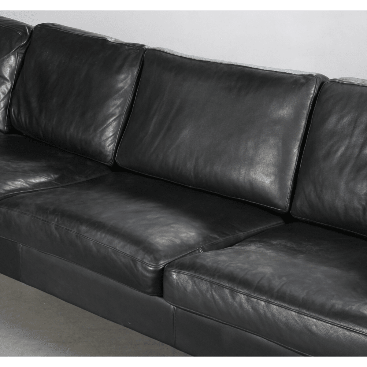 Henning Jensen. Corner sofa, black leather | Bazaa | Designer, Vintage and Antique Furniture