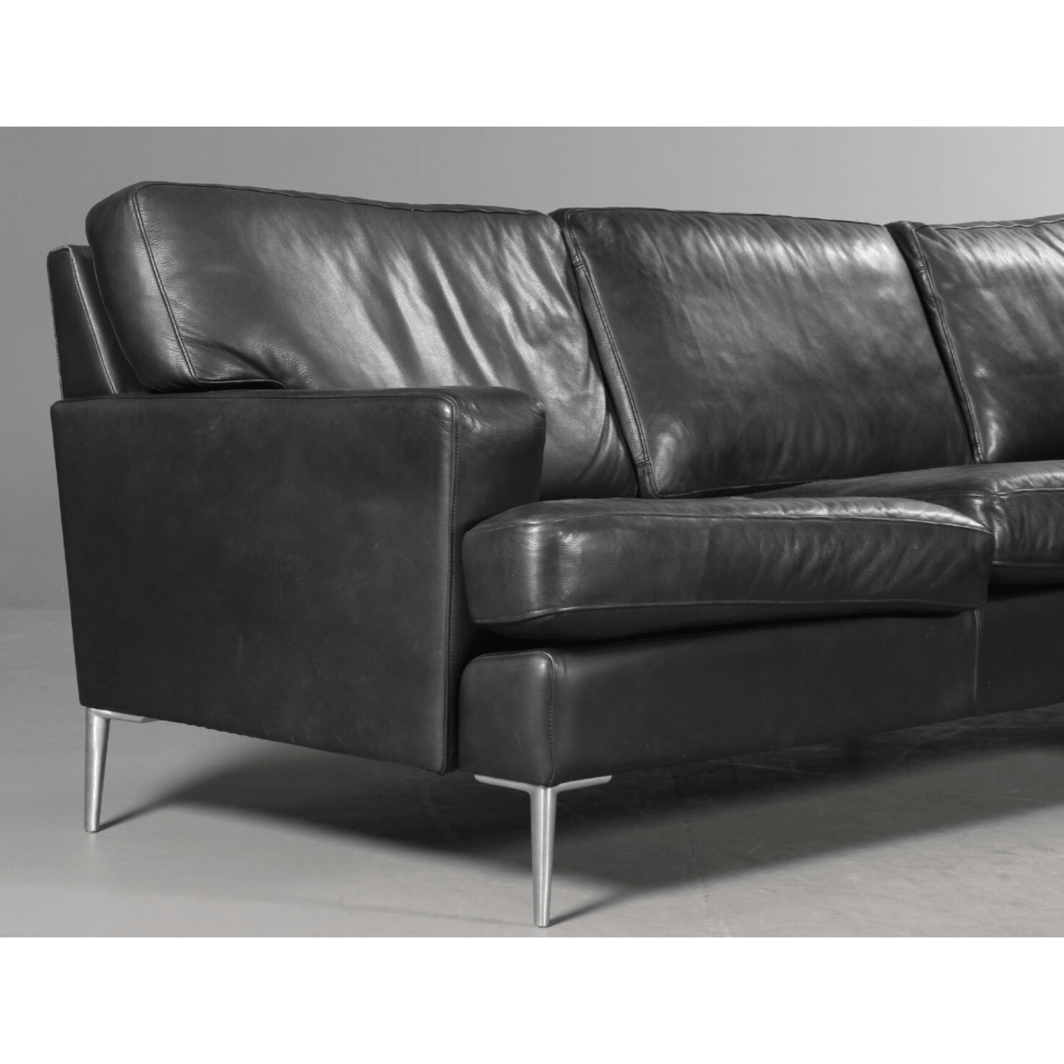 Henning Jensen. Corner sofa, black leather | Bazaa | Designer, Vintage and Antique Furniture