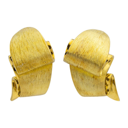 Henry Dunay 18kt Gold Textured Ear Clips