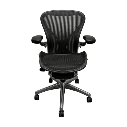 Herman Miller Aeron Chair with arms - Size B - Custom Chrome Base