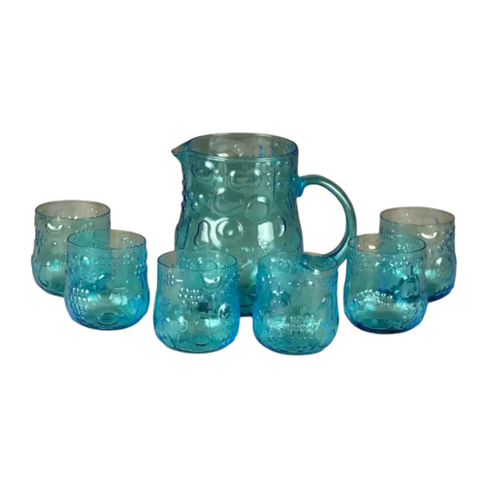 Nuutajärvi Frutta pitcher and glasses(6), turquoise