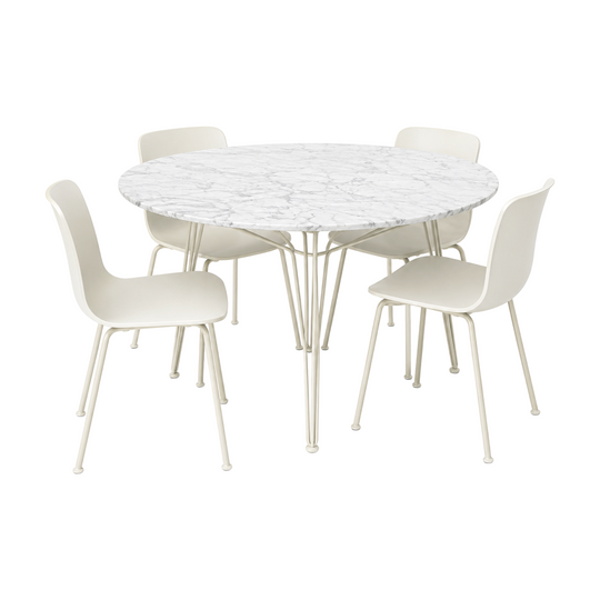 Dining Table Marble Round Vitra Style Designer 6 Chairs Modern White Set