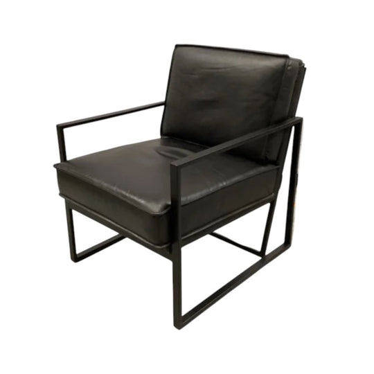 Hugo Black Leather Occasional Armchair