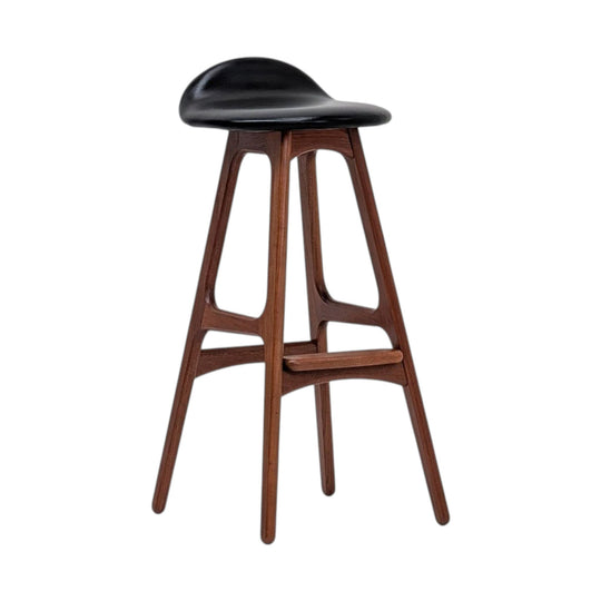 Erik Buch for O.D. Møbler Model OD-61 Bar Stools in Teak and Leather, c. 1960s