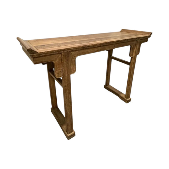 1615: Altar Table Solid Wood Recessed Leg Console Table