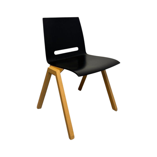 Hussl Forum 2S Chairs – Black Bentwood with Solid Beech Base - Stackable