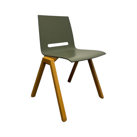Hussl Forum 2S Chairs – Green Bentwood with Solid Beech Base - Stackable