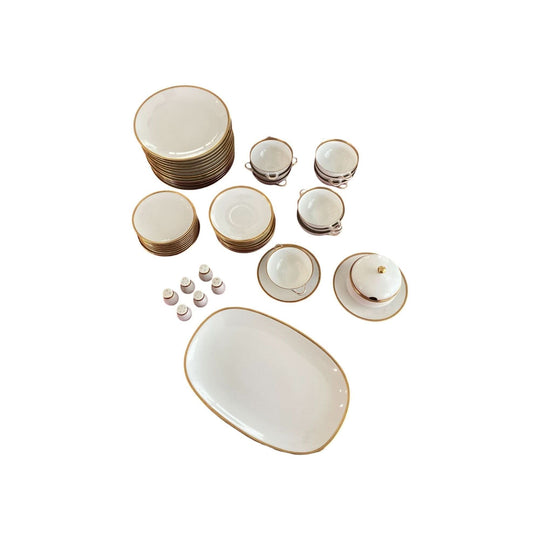 Hutschenreuther Porcelain Dinner Set, Gold Rimmed setting for 10