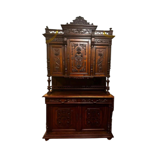 Antique Henry II wall unit sideboard buffet 1800s excellent condition