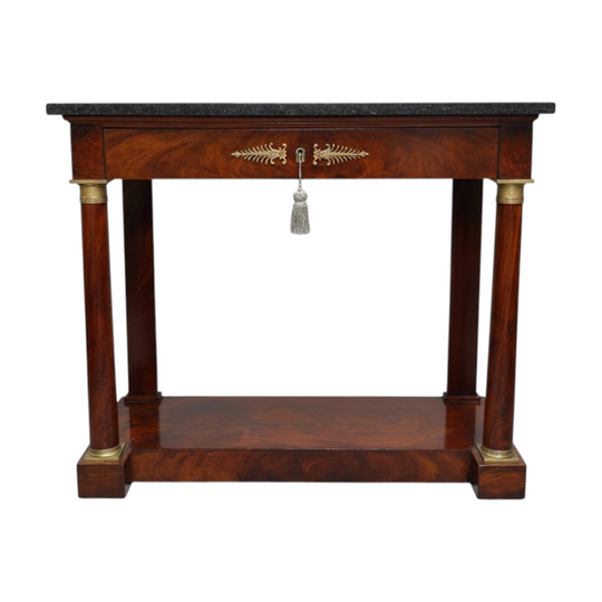 Empire Mahogany Marble Top Console Hall Table
