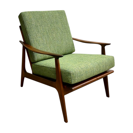 Mid Century Parker Low Rattan Back Model 155 Armchair - New Upholstery