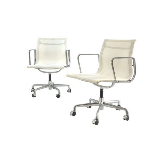 ICF Italy Eames Aluminium Group Chairs with White Mesh and casters