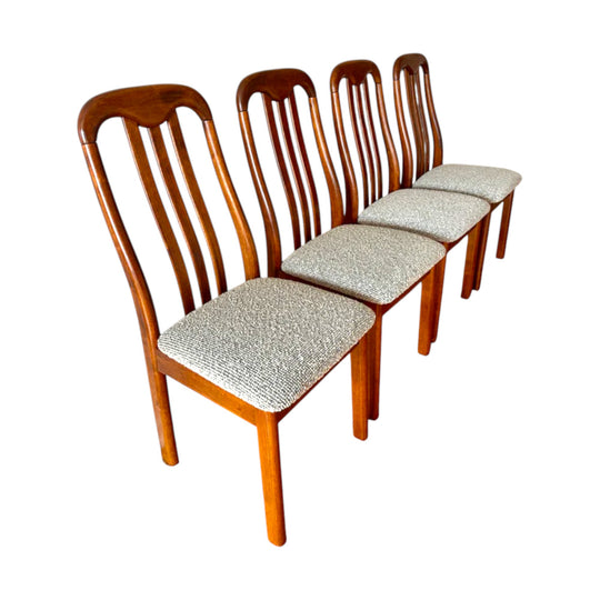 Set of 4- Vintage High Back Timber Chairs